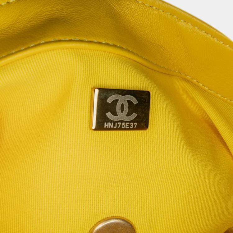 Pre Owned Chanel Yellow Small Quilted Lambskin Candy Chain Flap
