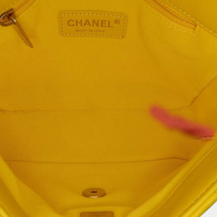 Pre Owned Chanel Yellow Small Quilted Lambskin Candy Chain Flap