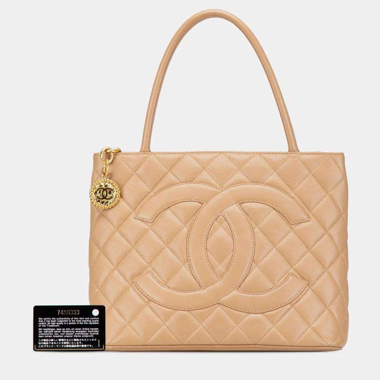 Pre Owned Chanel Brown Caviar Medallion Tote