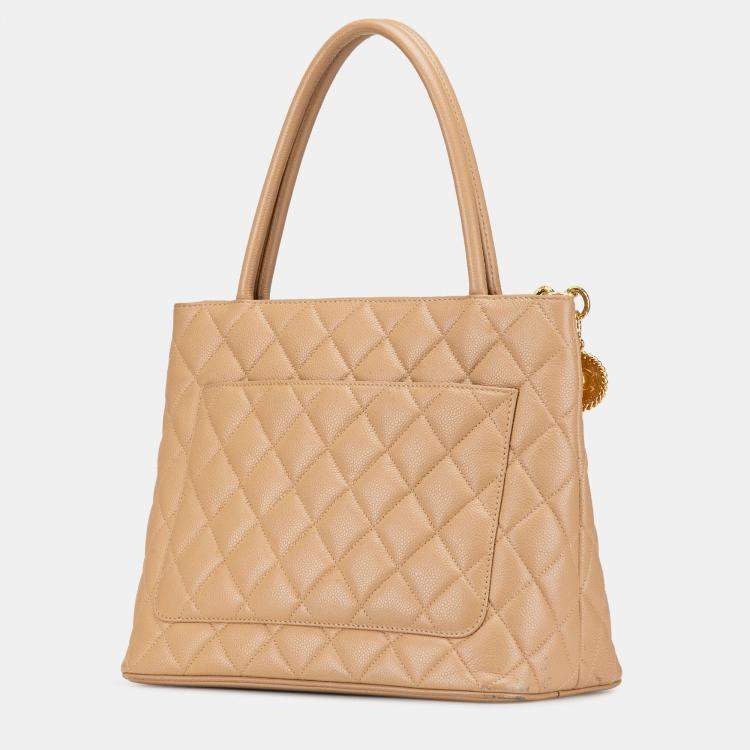 Pre Owned Chanel Brown Caviar Medallion Tote