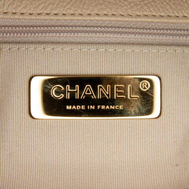 Pre Owned Chanel Beige Medium Crochet Calfskin 19 Flap