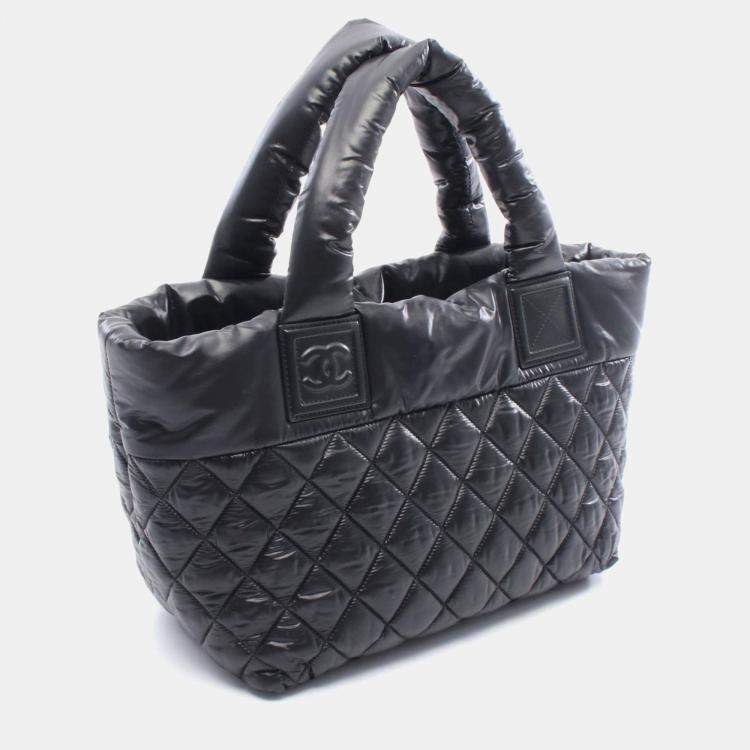 Pre Owned Chanel Coco Cocoon PM Black Nylon Tote Bag