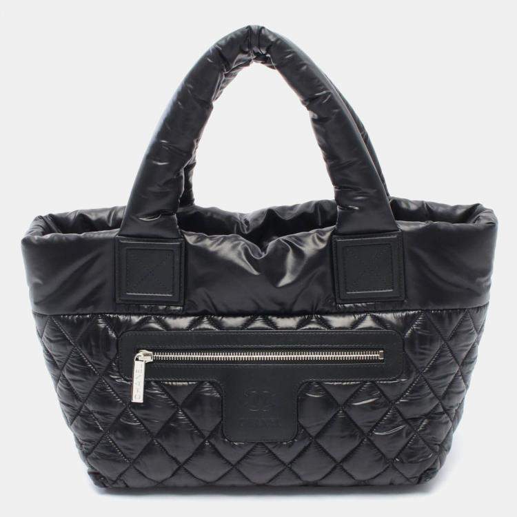 Pre Owned Chanel Coco Cocoon PM Black Nylon Tote Bag