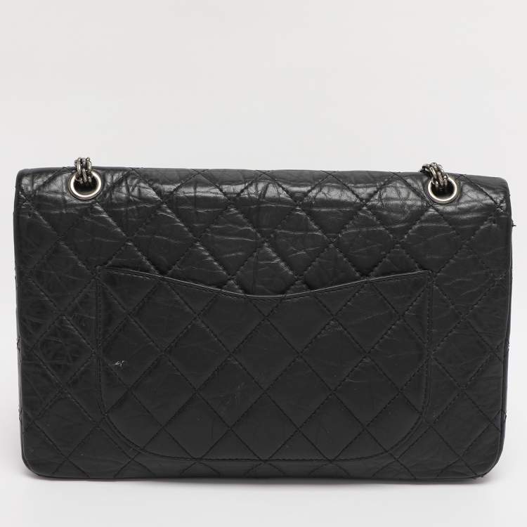 Pre Owned Chanel Black Quilted Aged Leather Classic 227 Reissue 2.55 Flap Bag