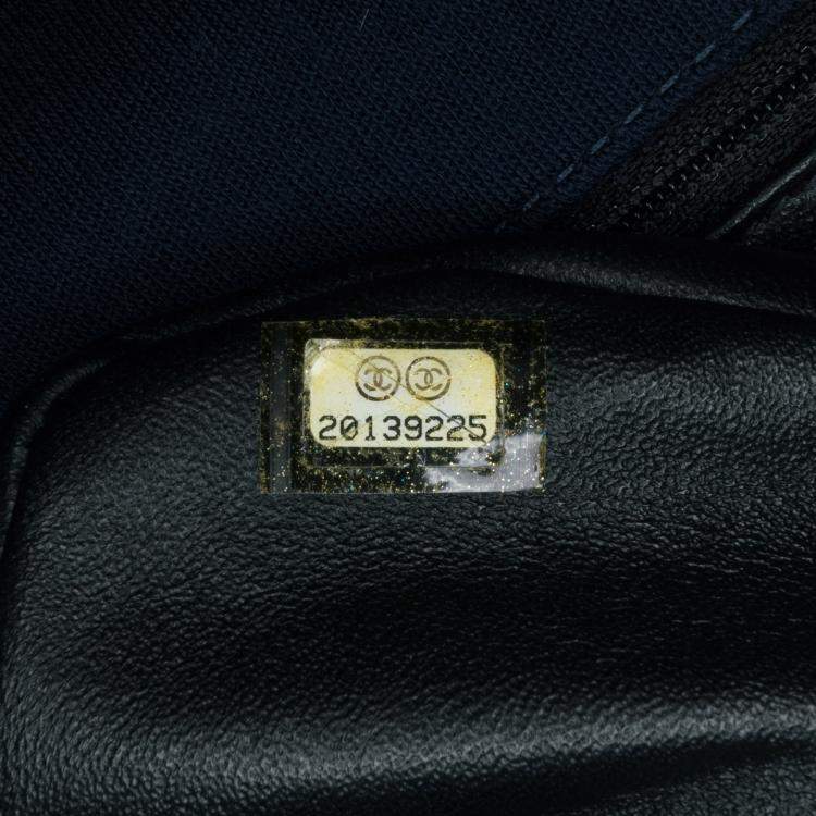 Pre Owned Chanel Blue Small Jersey Tweed Flap