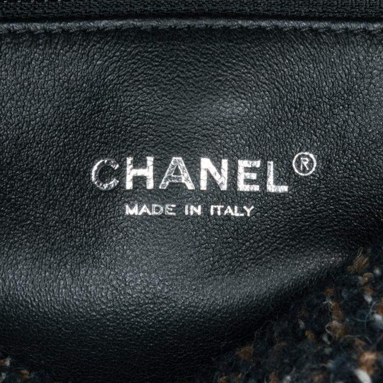 Pre Owned Chanel Blue Small Jersey Tweed Flap
