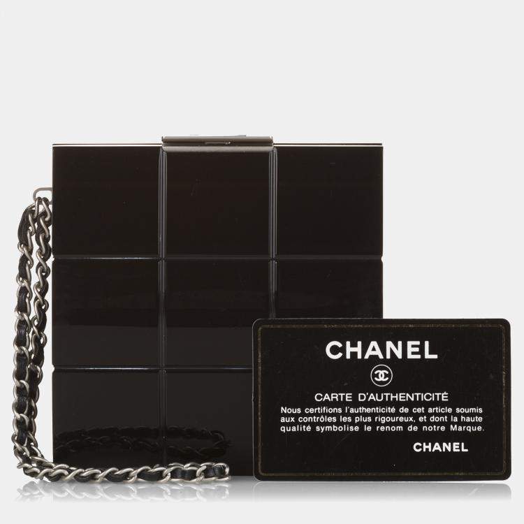 Pre Owned Chanel Black Choco Bar Lucite Perspex Clutch