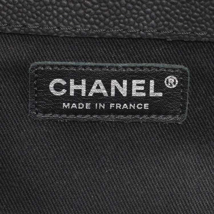 Pre Owned Chanel Matte Black Quilted Caviar Leather Medium Lady Pearly Flap Bag