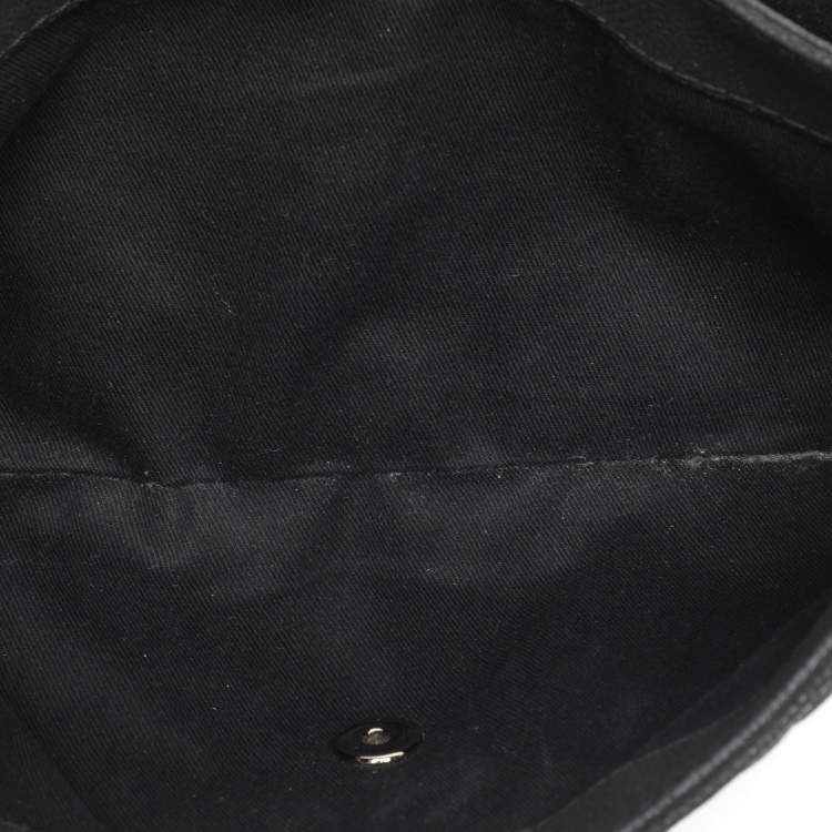 Pre Owned Chanel Matte Black Quilted Caviar Leather Medium Lady Pearly Flap Bag