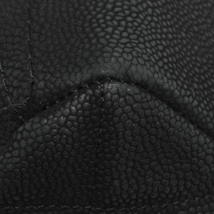Pre Owned Chanel Matte Black Quilted Caviar Leather Medium Lady Pearly Flap Bag