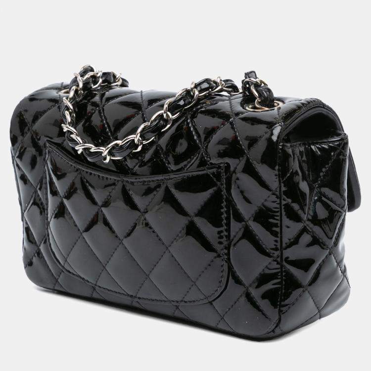 Pre Owned Chanel Black Mini Rectangular Classic Patent Single Flap
