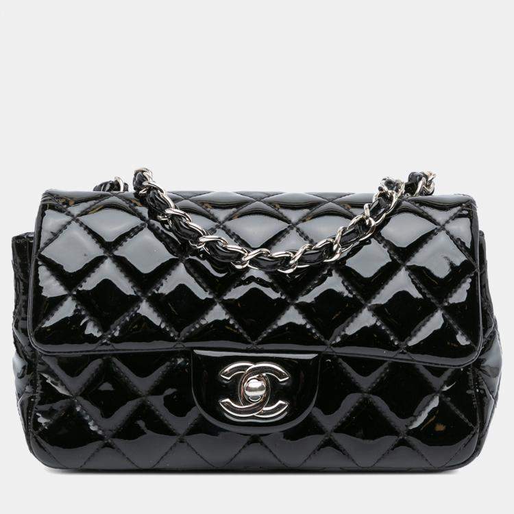Pre Owned Chanel Black Mini Rectangular Classic Patent Single Flap