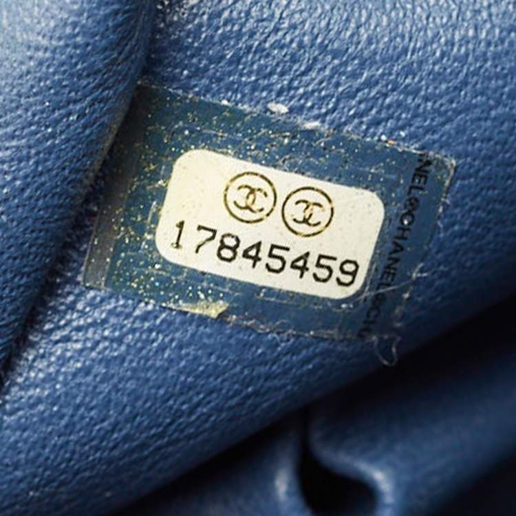 Pre Owned Chanel Blue Quilted Denim Large Boy Flap Bag