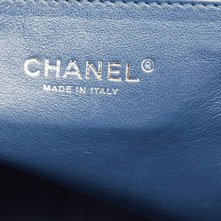 Pre Owned Chanel Blue Quilted Denim Large Boy Flap Bag