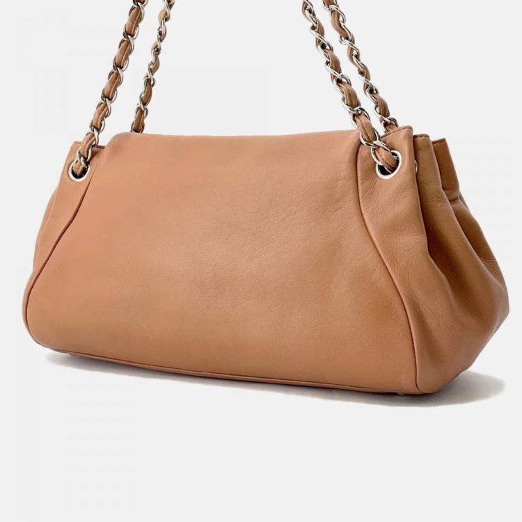 Pre Owned Chanel Cc Logo Chain shoulder Bag Brown Lambskin