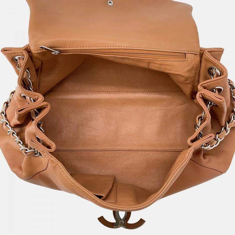 Pre Owned Chanel Cc Logo Chain shoulder Bag Brown Lambskin