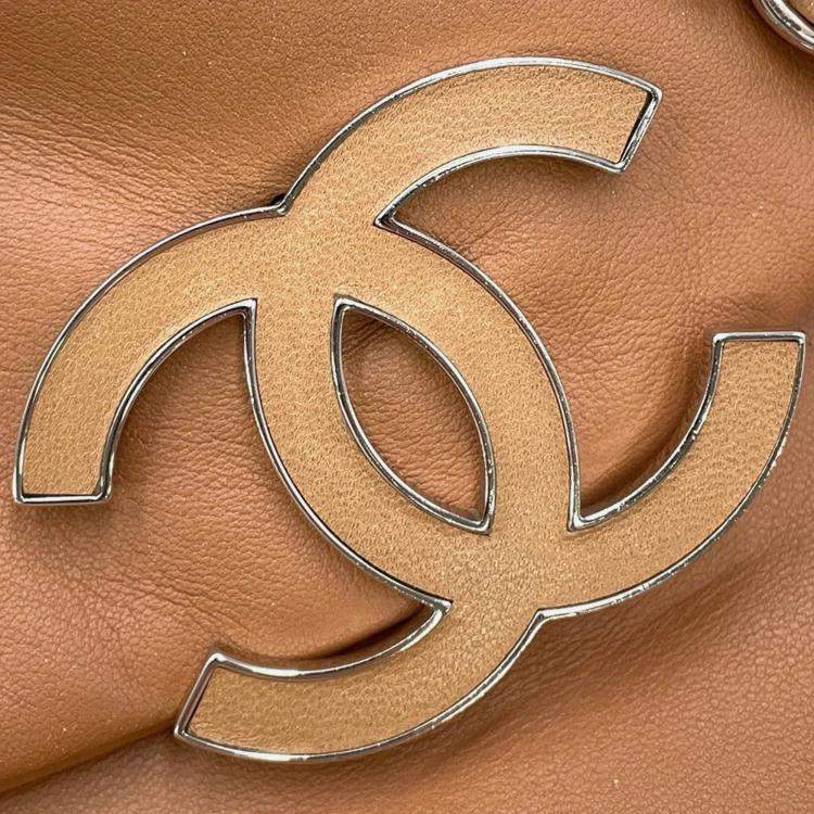 Pre Owned Chanel Cc Logo Chain shoulder Bag Brown Lambskin