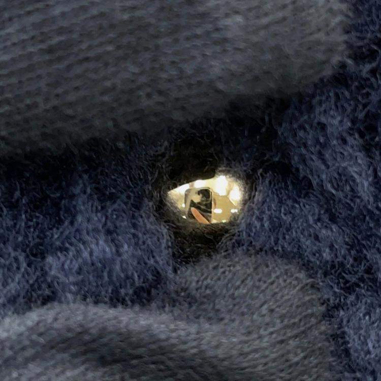Pre Owned Chanel Coco Neige Bowling Bag Navy Shearling Lambskin Size Large