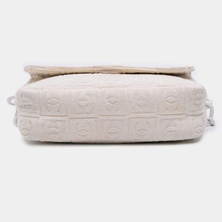 Pre Owned Chanel off White Terry Cloth Sport Line Flap