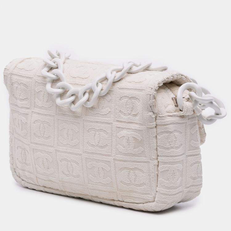 Pre Owned Chanel off White Terry Cloth Sport Line Flap