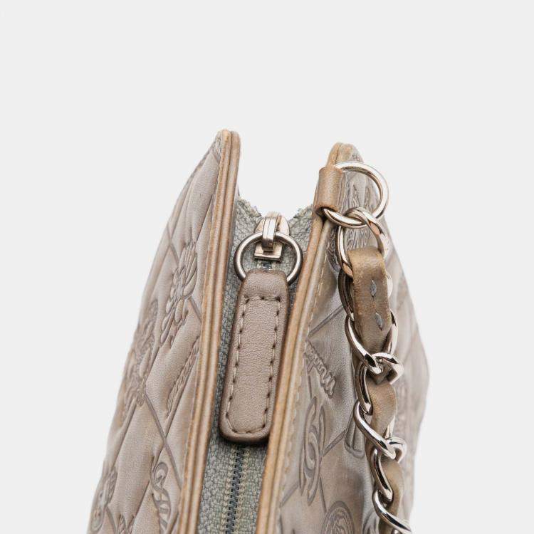 Pre Owned Chanel Brown Embossed Lambskin Lucky Symbols Pochette