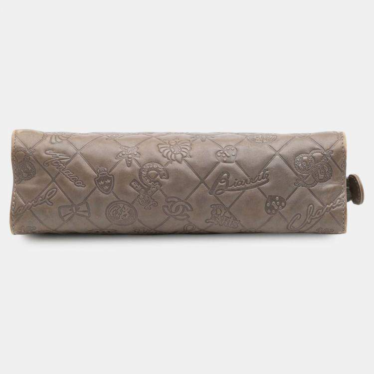 Pre Owned Chanel Brown Embossed Lambskin Lucky Symbols Pochette
