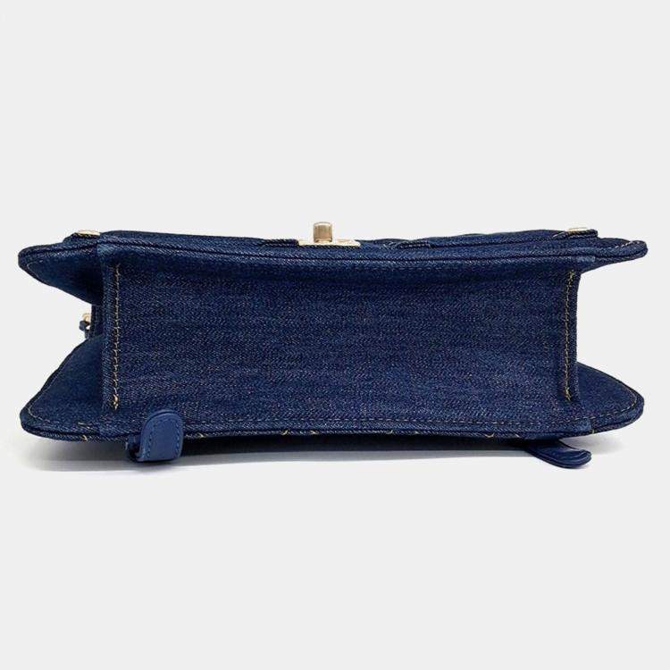 Pre Owned Chanel Blue Denim Denim Square Backpack