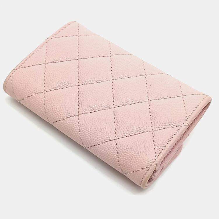 Pre Owned Chanel Pink Caviar Leather Caviar Card Holder