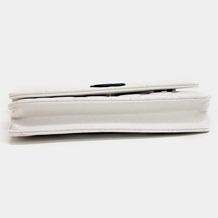 Pre Owned Chanel White Caviar Leather Caviar WOC Crossbody Bag