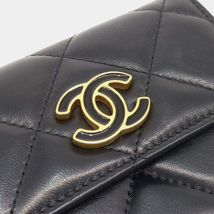 Pre Owned Chanel Black Leather Chain Belt Bag