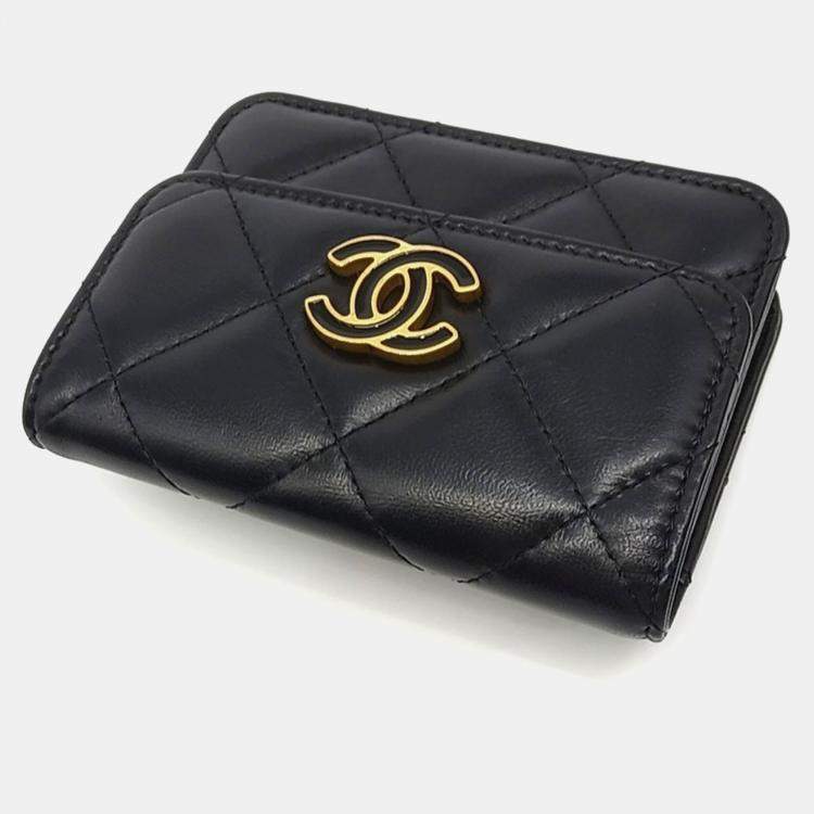 Pre Owned Chanel Black Leather Chain Belt Bag