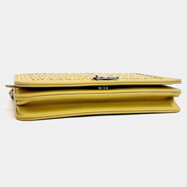 Pre Owned Chanel Yellow Leather Boy WOC Mini Crossbody Bag