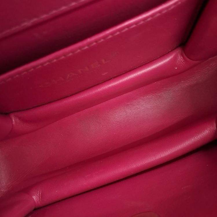 Pre Owned Chanel Pink Leather Top Handle Shoulder Bag