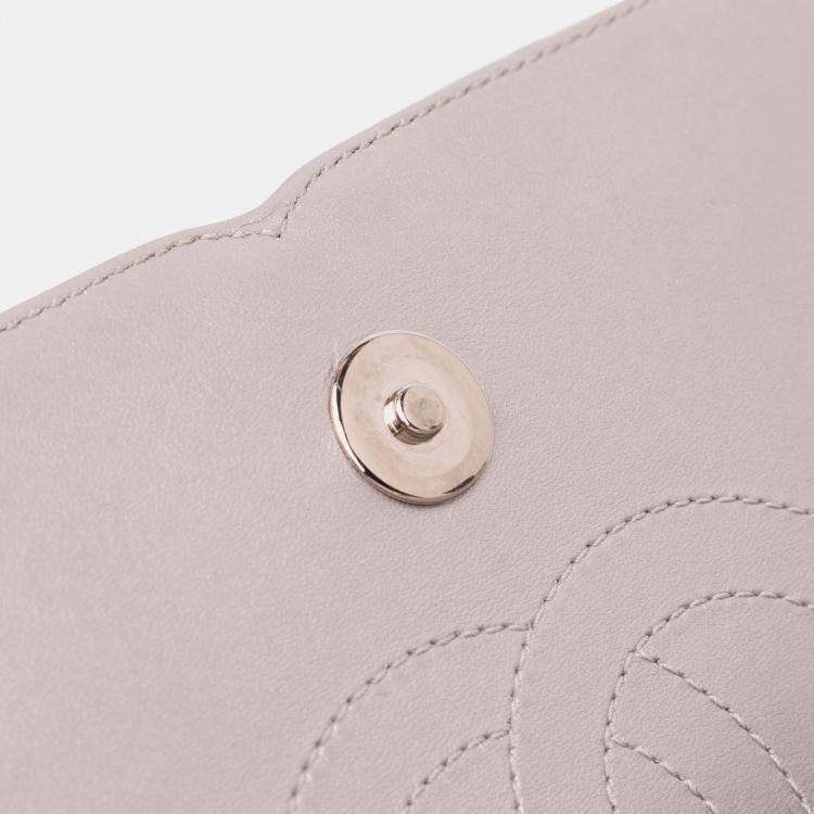 Pre Owned Chanel Silver Small Metallic Caviar CC Filigree Flap