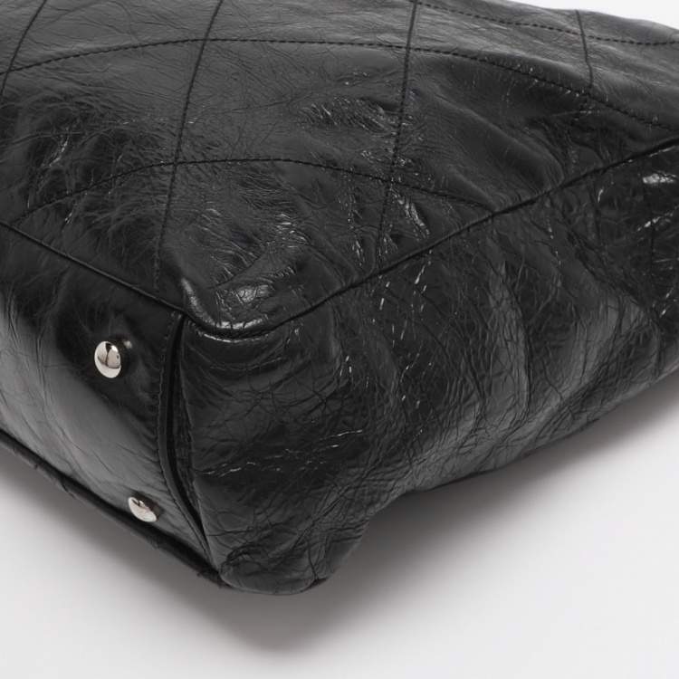 Pre Owned Chanel Black Quilted Glazed Leather Portobello Tote 