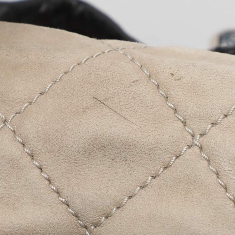 Pre Owned Chanel Black Quilted Glazed Leather Portobello Tote 