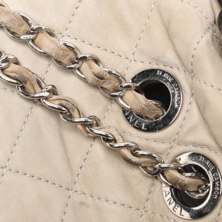 Pre Owned Chanel Black Quilted Glazed Leather Portobello Tote 