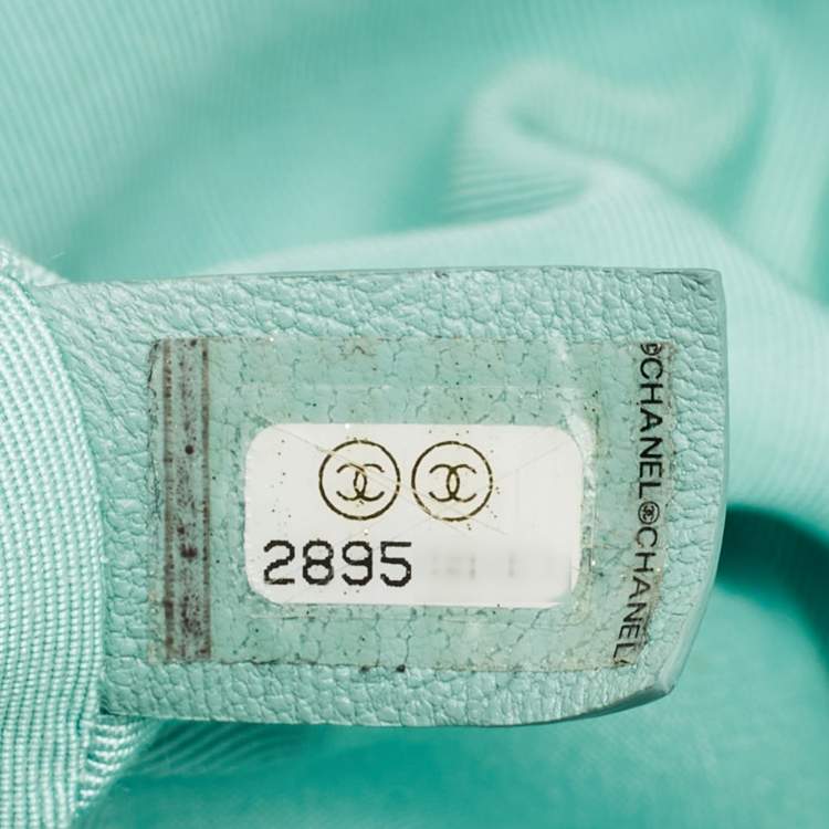 Pre Owned Chanel Mint Blue Quilted Leather Large 19 Flap Bag