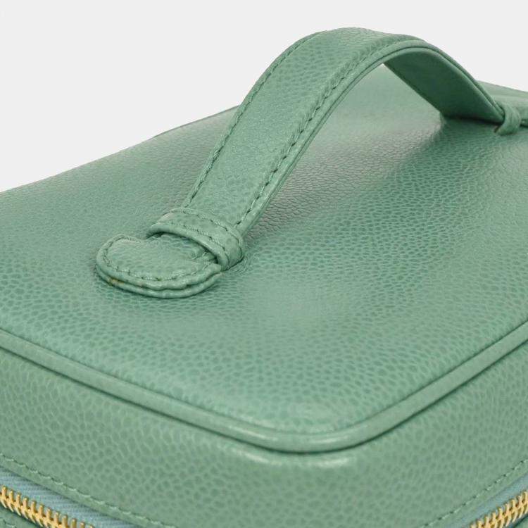 Pre Owned Chanel Green Calfskin Vanity Handbag