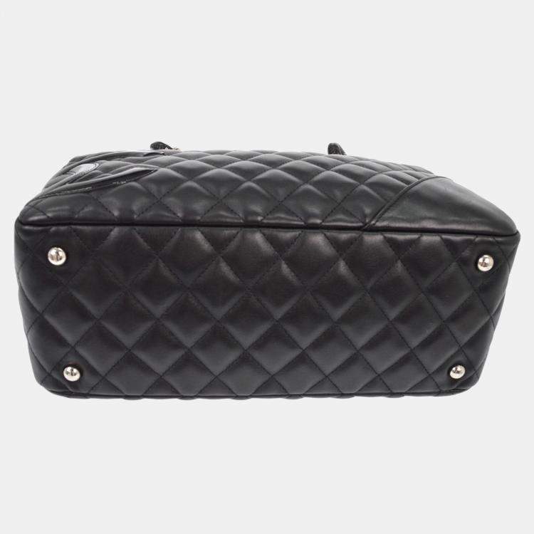 Pre Owned Chanel Black Calfskin Cambon Ligne Bowling Bag