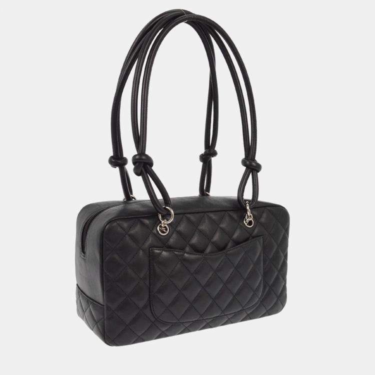 Pre Owned Chanel Black Calfskin Cambon Ligne Bowling Bag