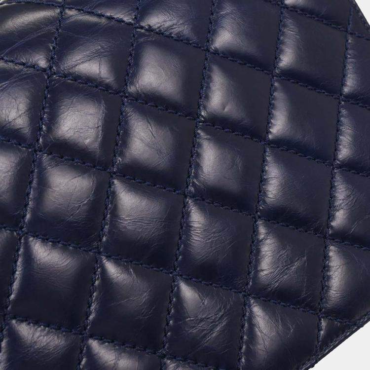 Pre Owned Chanel Navy Calfskin Day Trip Flap Bag