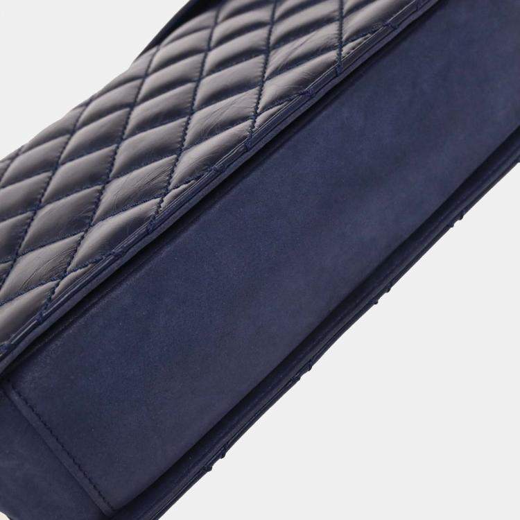Pre Owned Chanel Navy Calfskin Day Trip Flap Bag