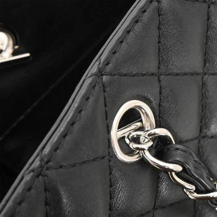 Pre Owned Chanel Black Calfskin Shoulder Tote Bag
