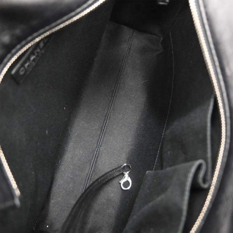 Pre Owned Chanel Black Calfskin Shoulder Tote Bag