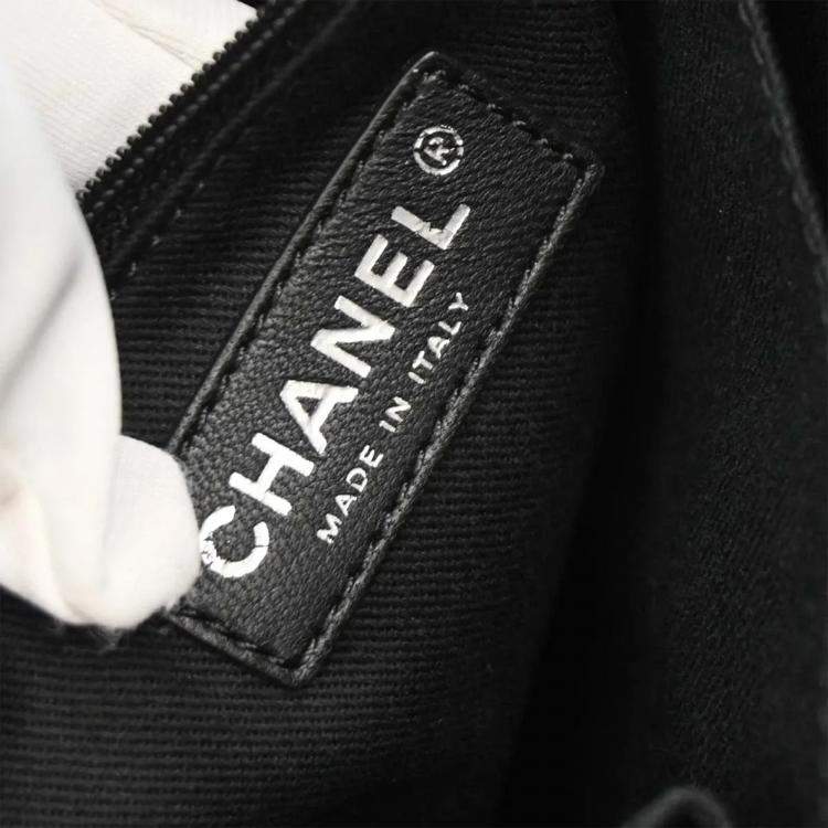 Pre Owned Chanel Black Calfskin Shoulder Tote Bag