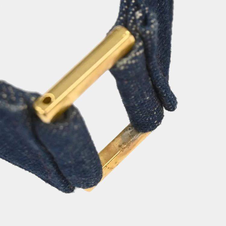 Pre Owned Chanel Blue Denim Straight Flap Shoulder Bag