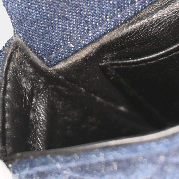 Pre Owned Chanel Blue Denim Straight Flap Shoulder Bag