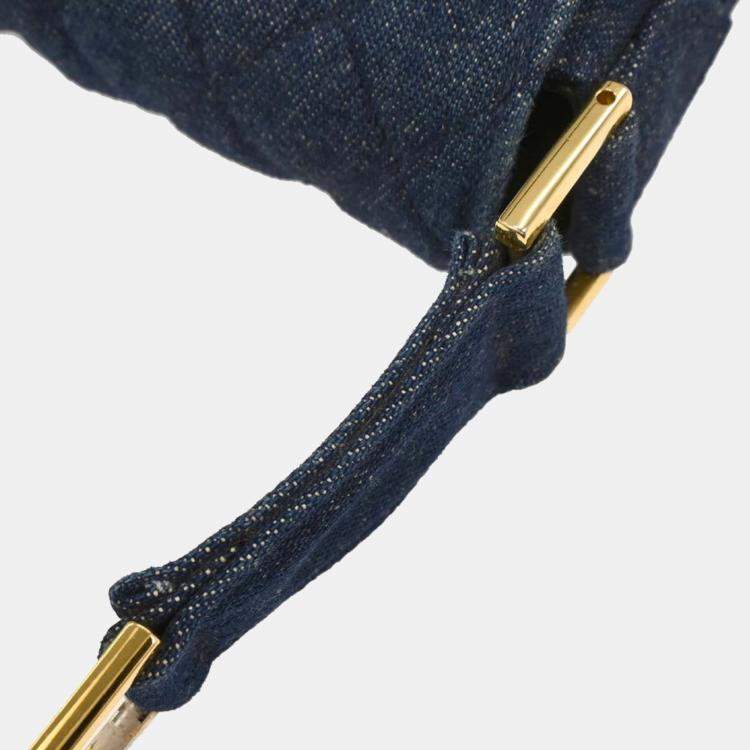 Pre Owned Chanel Blue Denim Straight Flap Shoulder Bag