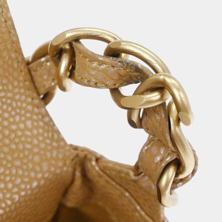 Pre Owned Chanel Beige Calfskin Handbag